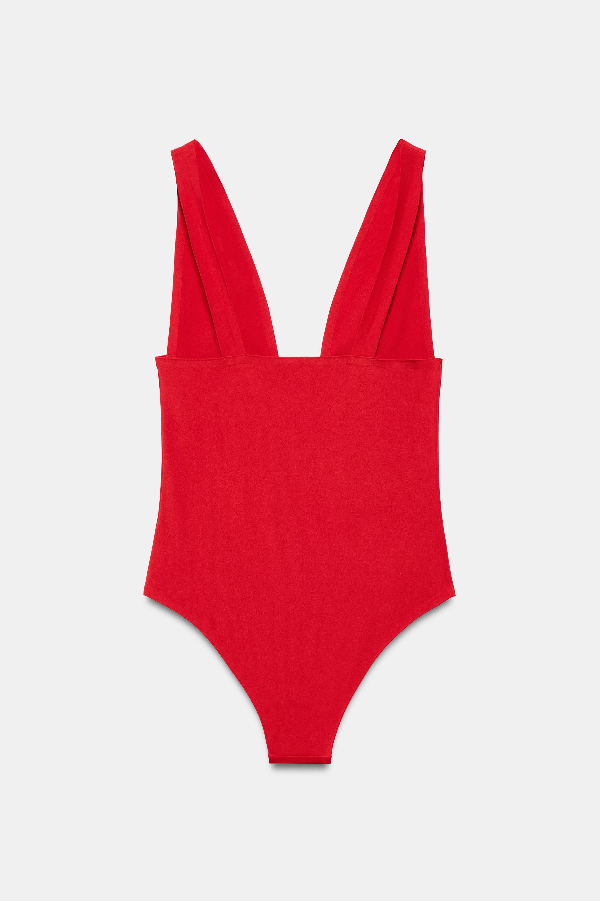 MAILLOT DE BAIN UNI À DÉCOLLETÉ PLONGEANT